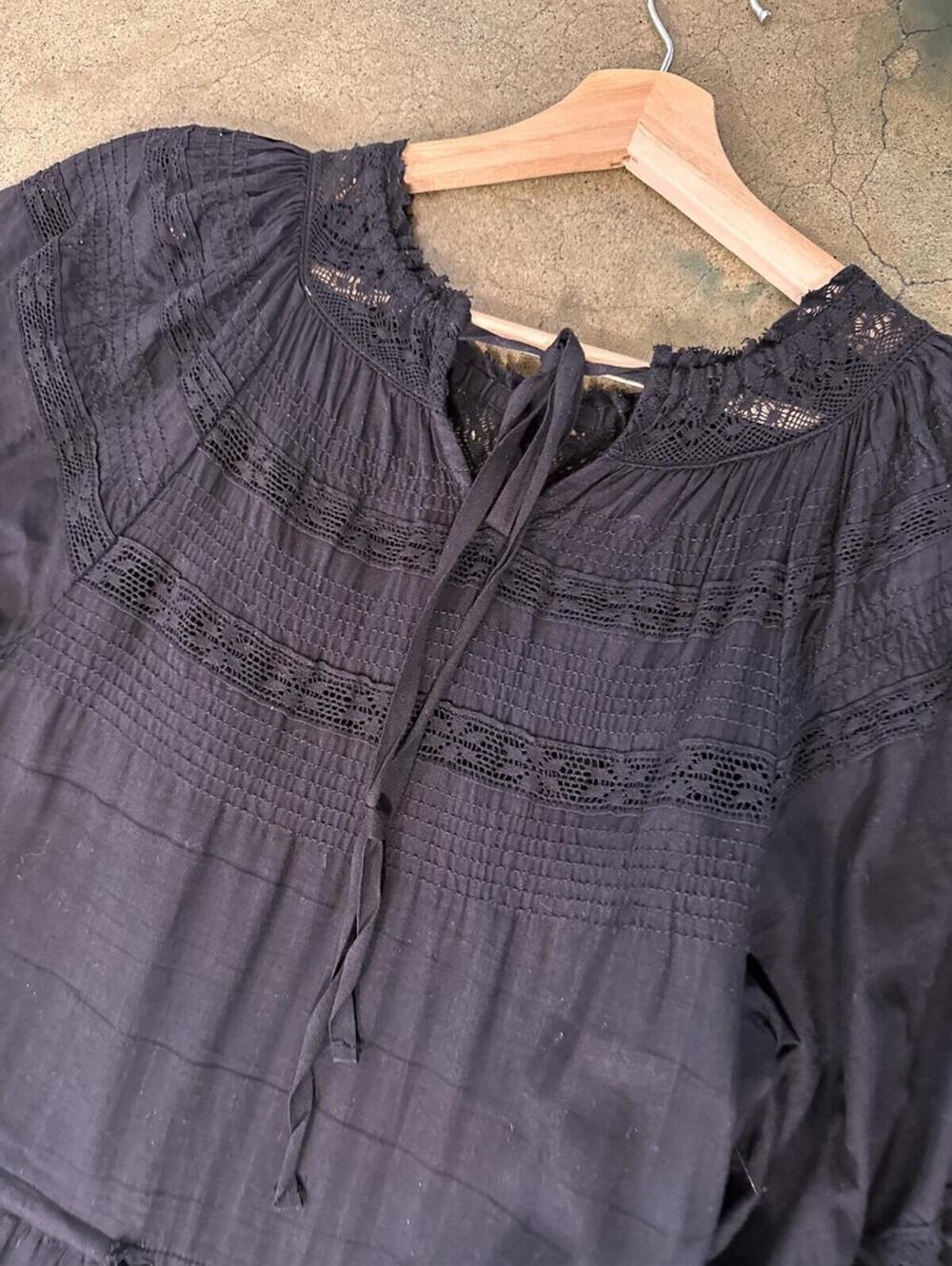 The Great. Black Lace Tiered The Prairie Bird Dress Size S - Picture 6 of 13
